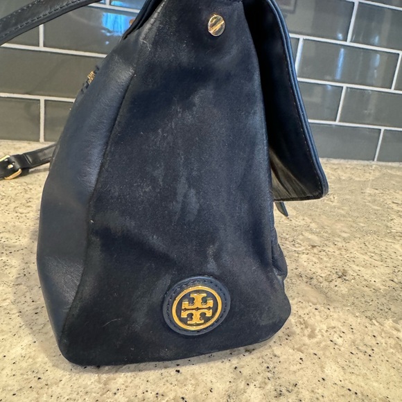 Tory Burch 797 Medium Satchel Gold, Suede, Leather - Picture 5 of 7